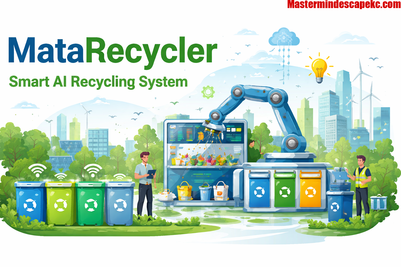 AI-powered smart recycling bins and automated waste sorting system with digital dashboard