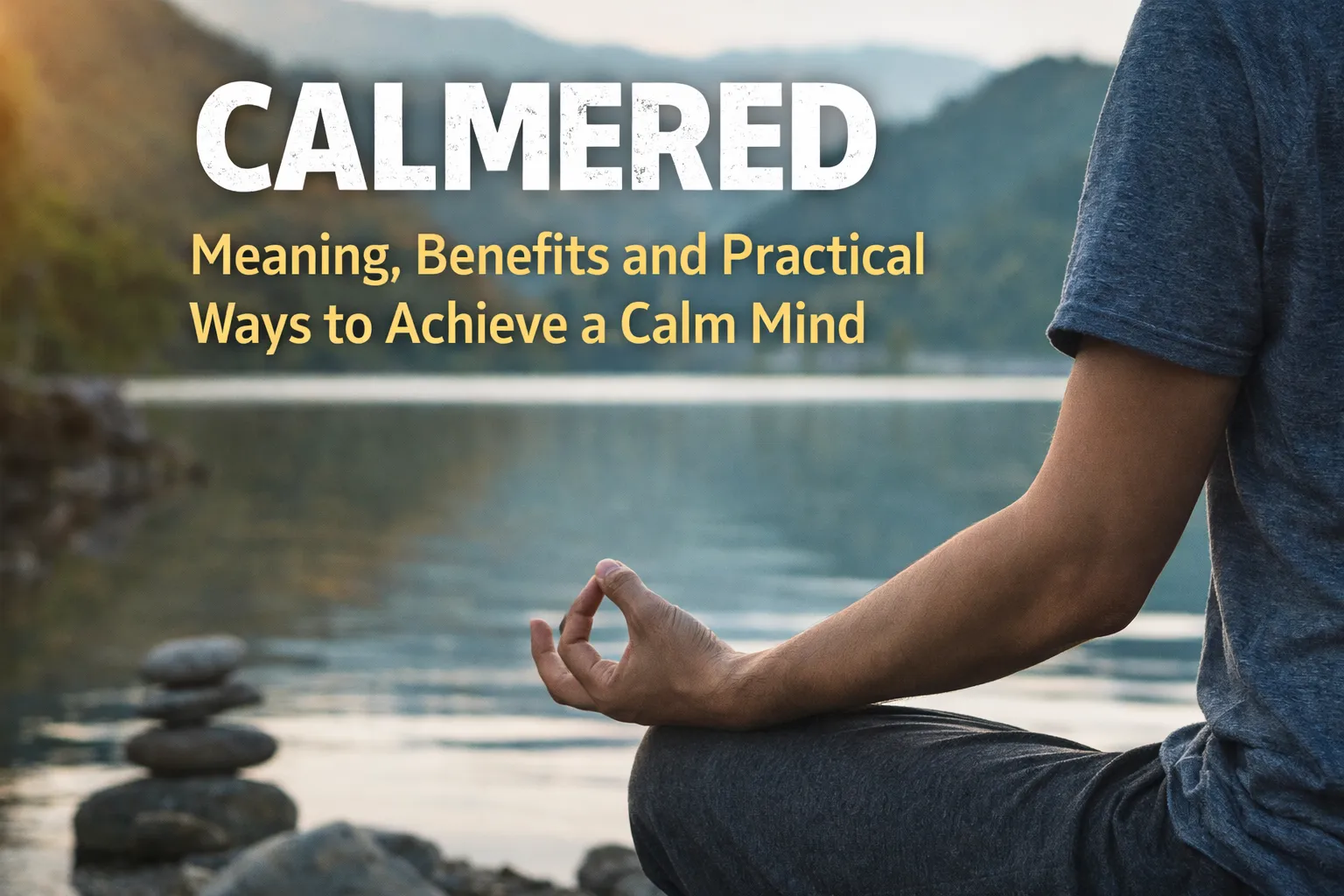 Peaceful person meditating in nature representing the concept of Calmered and achieving a calm mind