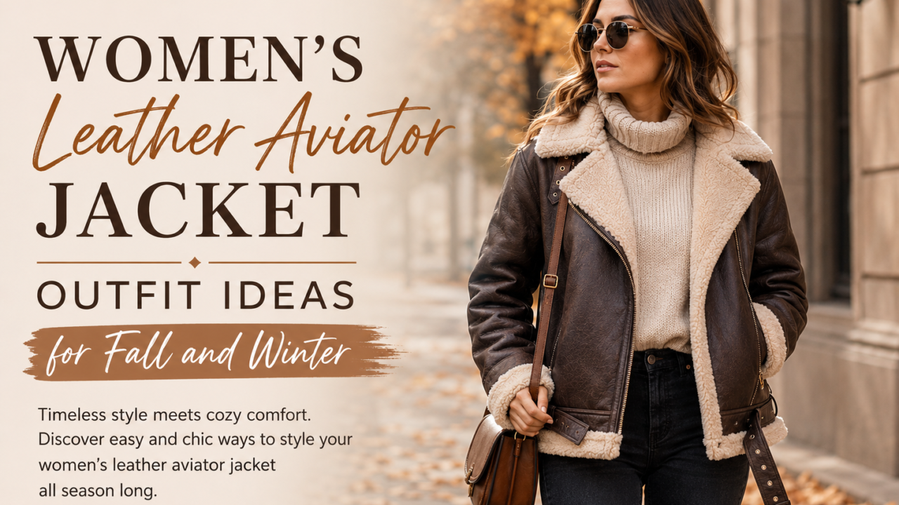 Women’s Leather Aviator Jacket Outfit Ideas for Fall and Winter